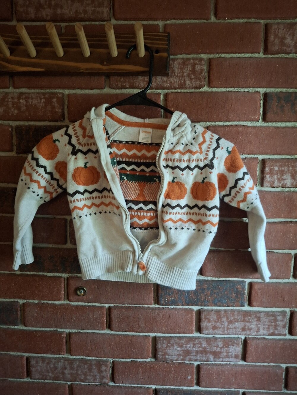 Gymboree Cream & Orange Pumpkin Hooded Zip-Up Sweater Jacket